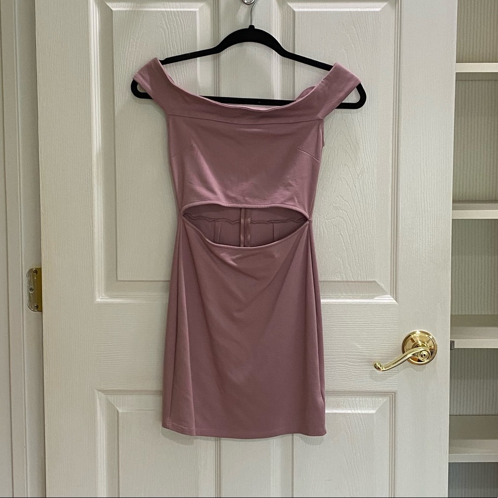 Off the Shoulder Dark Lavender Mini Dress